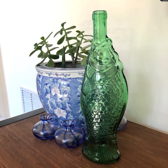 Other - Vintage Italian Green Glass Fish Shaped Bottle